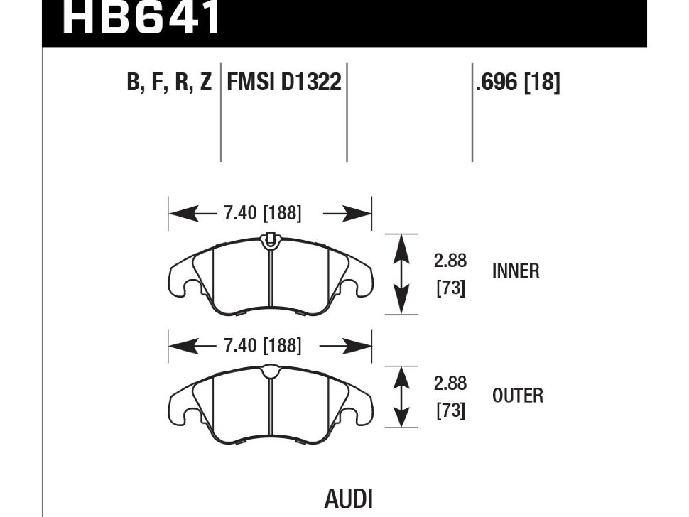 HAWK HPS HB641F.696 Передние тормозные колодки для AUDI A4 8K (B8); A5 8T; Q5