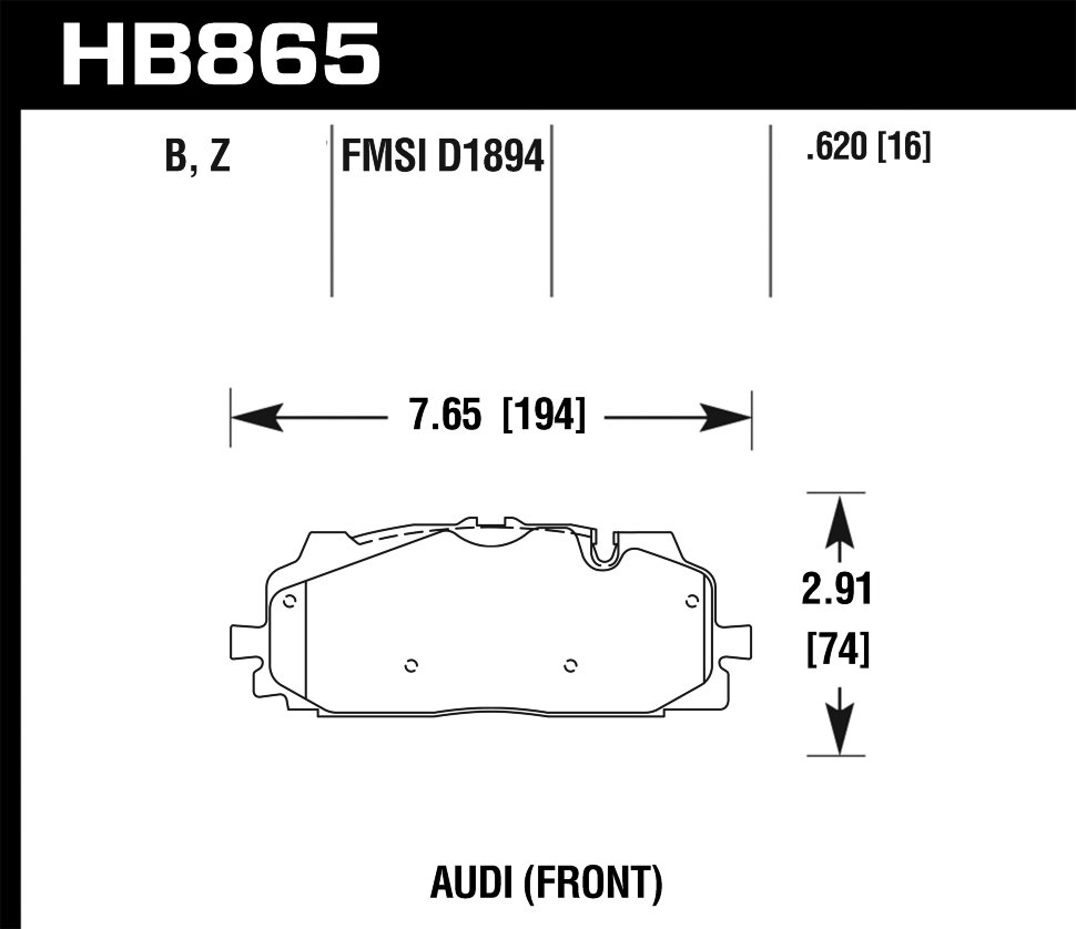 HAWK HB865B.620 HPS 5.0 Передние тормозные колодки для Audi Q7 4M / S4 RS4 B9 / S5 RS5 B9